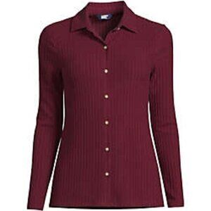Lands' End XL Long Sleeve Wide Rib Button Front Polo
